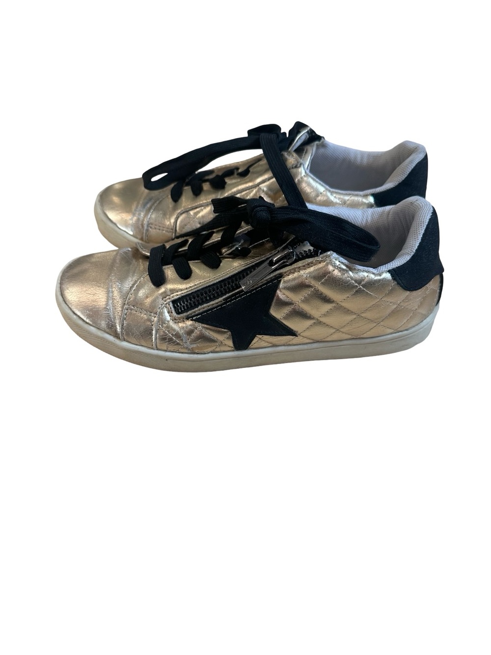 GUC Nina Girls Size 4 Gold/Black Quilted Sneakers